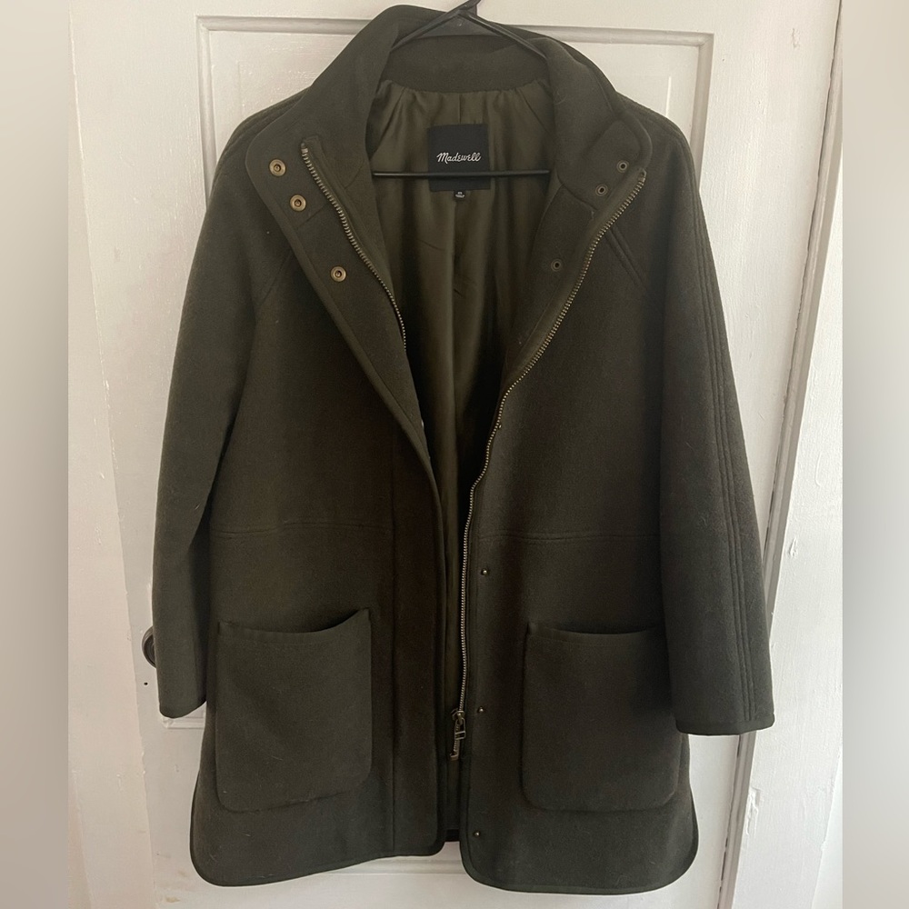 Madewell wool coat, dark green